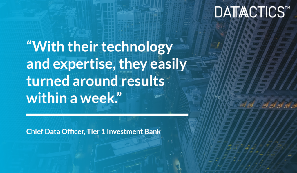 Investment Banking Datactics Customer Success Quote